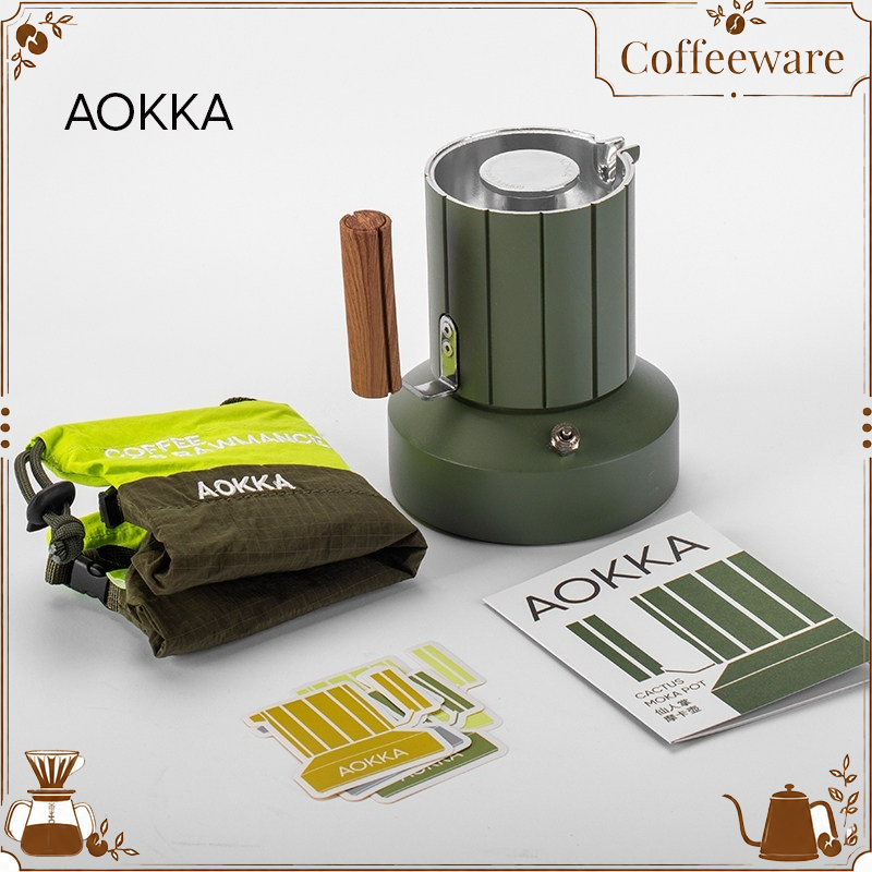 Coffee Equipment For Camping - AOKKA ダブルバルブ モカポット カクタス コーヒーメーカー。家庭用、アウトドア、キャンプでの使用に最適なポータブルコーヒーメーカー。