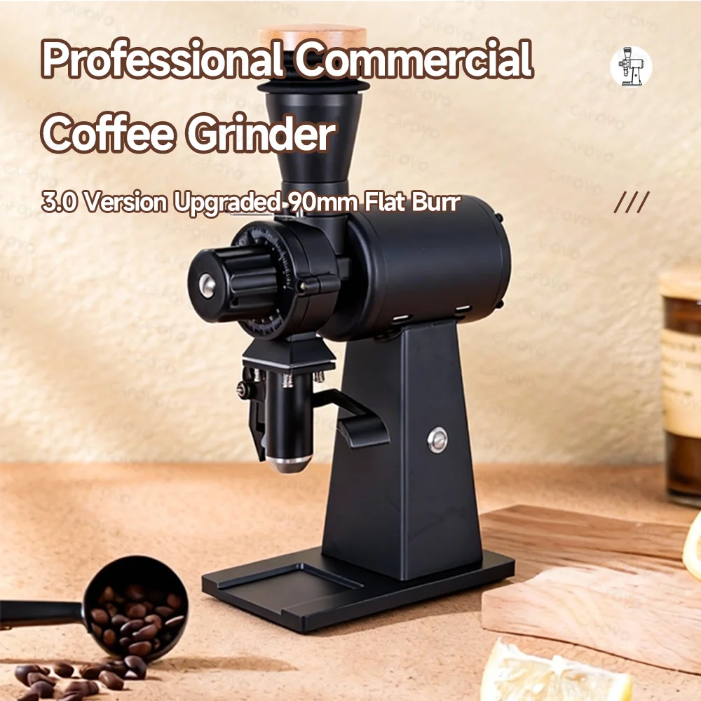 Coffee Grinder Burr Flat - CAFOVO G290F ストレートドロップコーヒー豆グラインダー 90mm チタンメッキフラット刃帯 帯電防止設計