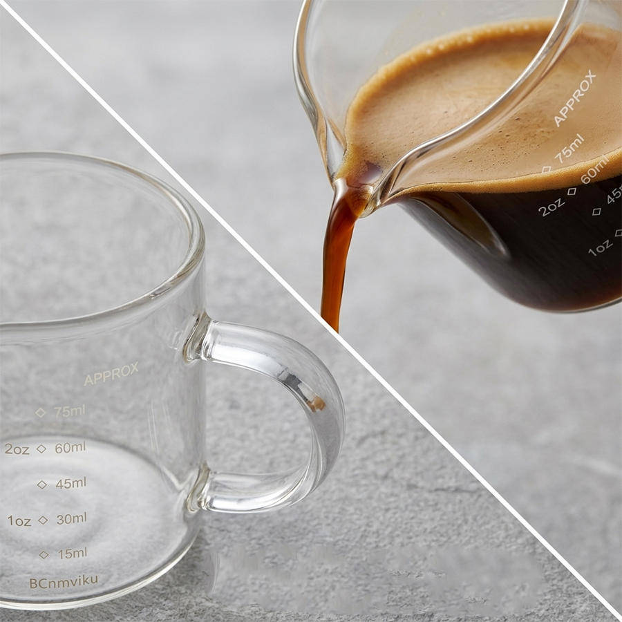 計量機能付きエスプレッソショットグラス、75mlのミニグラス - Espresso Shot Glass のレビューと価格